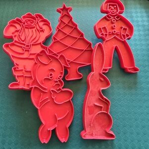 Vintage Tupperware Holiday Plastic Imprint Cookie Cutters Set of 5 (1970s) #3
